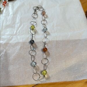 Elegant Silver and Multicolor Beaded Bracelet